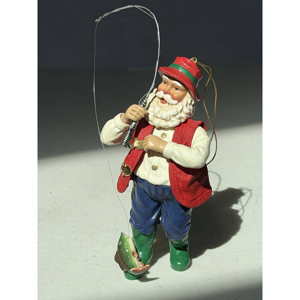 Vintage Fishing Santa Ornament 1996 "This Big!" Hallmark Keepsake Artist Ed Seal - Picture 2 of 8